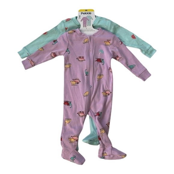♥️Pekkle♥️2 Pack Girl Infant pajamas size 6 months - Picture 2 of 8